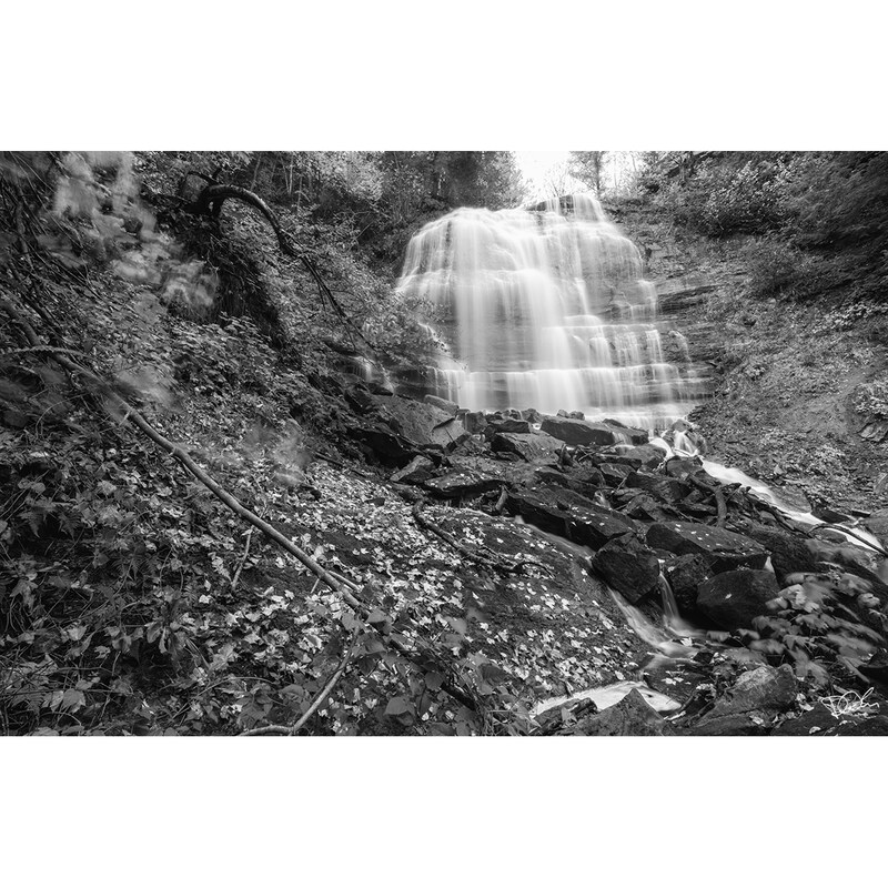 Lower Hungarian Falls Black and White Photography Print Wide Shot